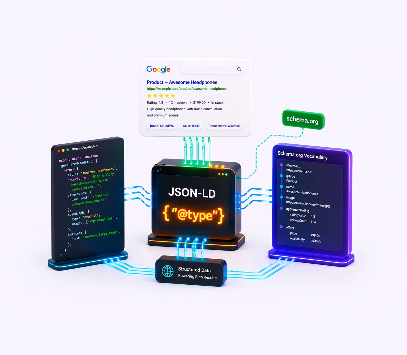 JSON-LD Schema.org structured data architecture in Next.js App Router